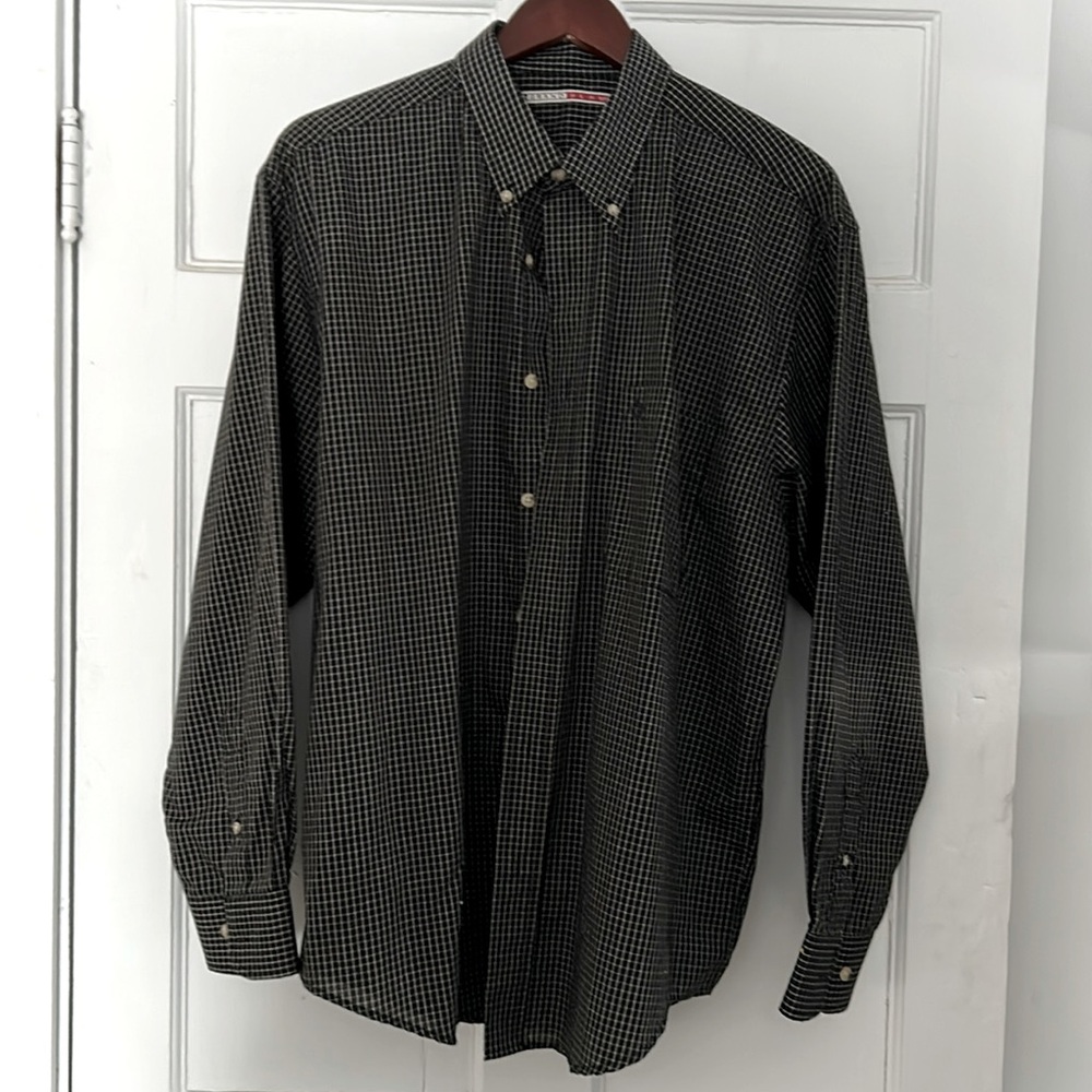 Grand slam, long sleeve button down shirt, men’s, size, large, black checkered